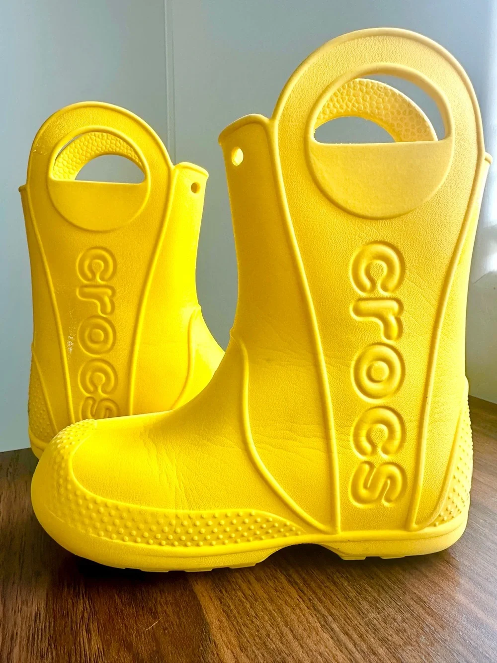 CROCS Kids Handle It Rain Boots Yellow Size C10 Waterproof Lightweight Durable